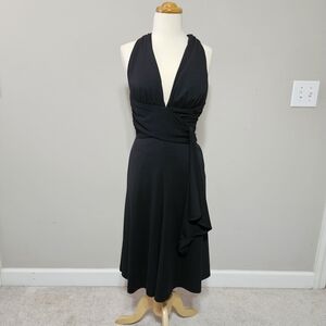 White House Black Market Black Halter Open Back Midi Dress Size 4